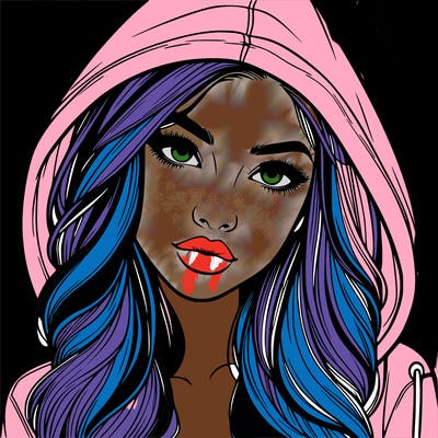 realistic beautiful girl with a hood on