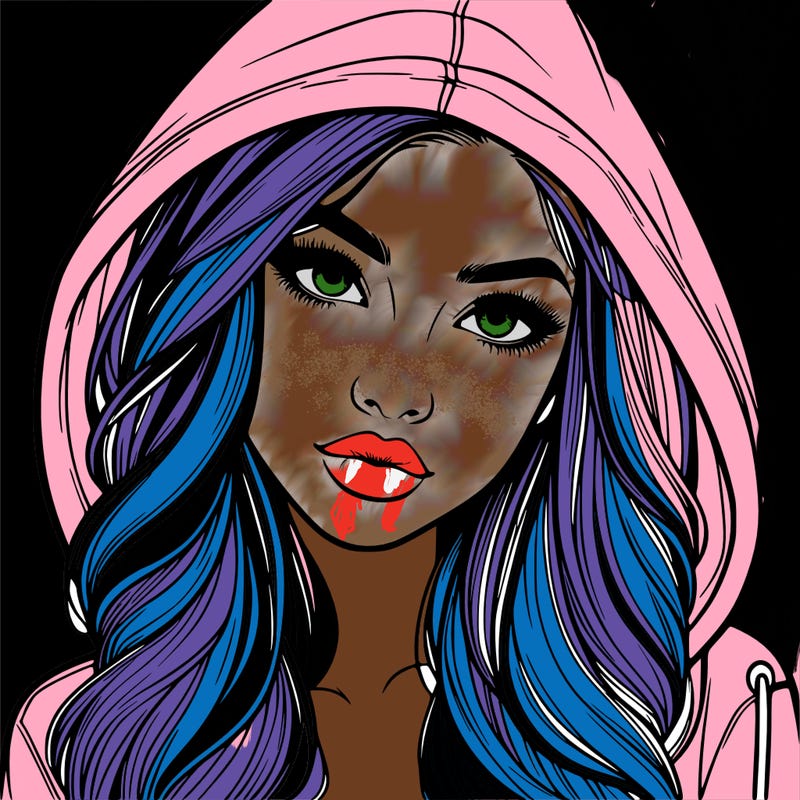 realistic beautiful girl with a hood on