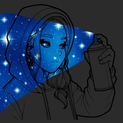 a realistic girl, spray painting