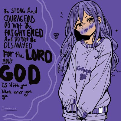 manga teen girl  in a sweater and baggy pants