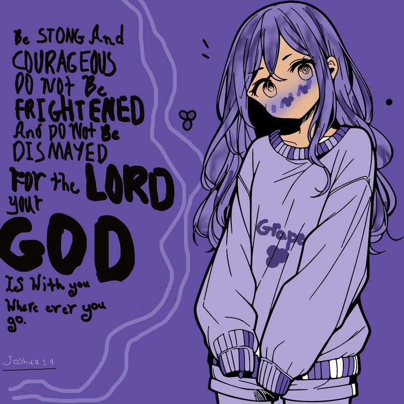 manga teen girl  in a sweater and baggy pants