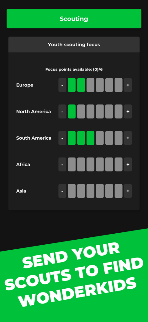 Club Boss - Football Game - Interface for scouting youth players and wonderkids in Club Boss football management game