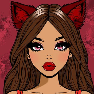 realistic girl with fox ears and realistic lips