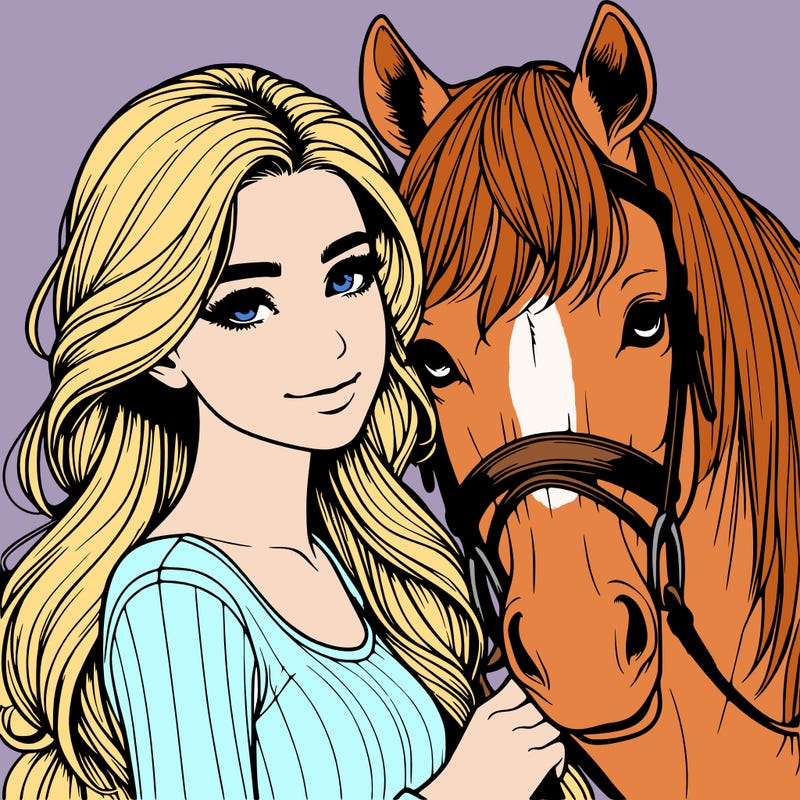 realistic girl with horse