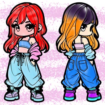 girl in crop top and baggy pants