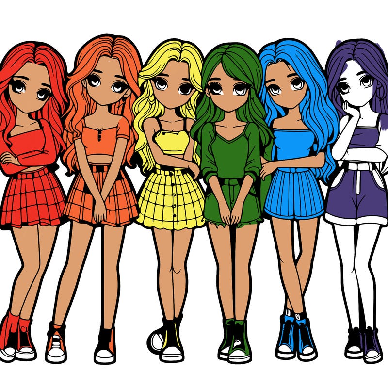 a group of girls realistic