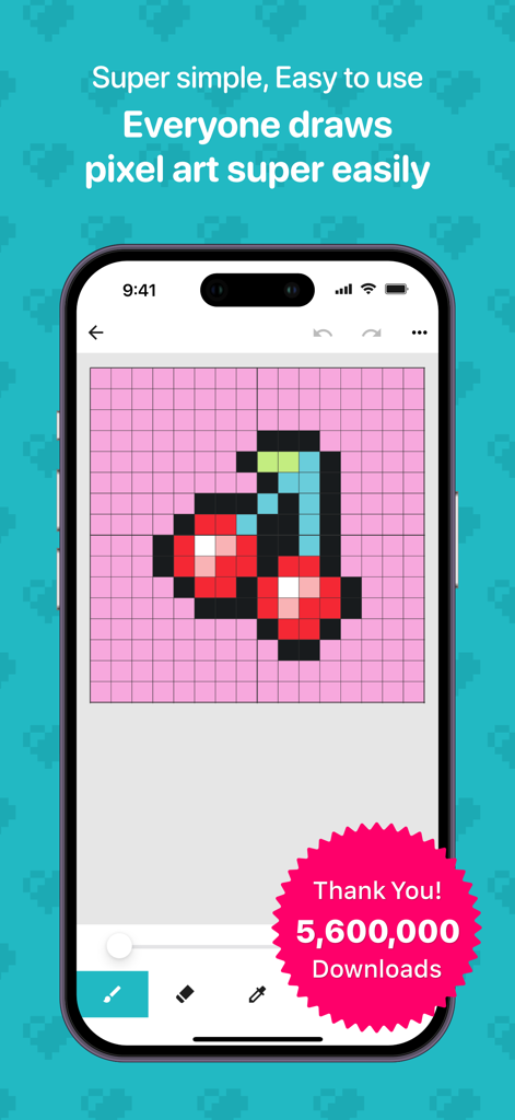 8bit Painter - Pixel Art - 8bit Painter app interface with cherry pixel art