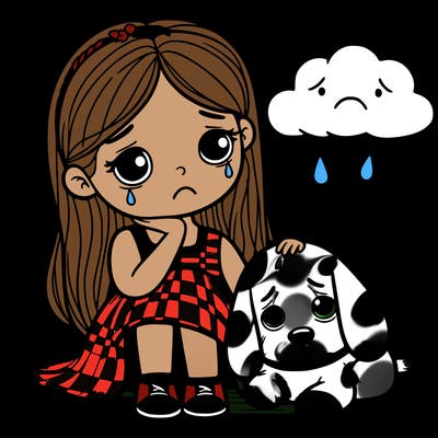 sad girl and sad dog