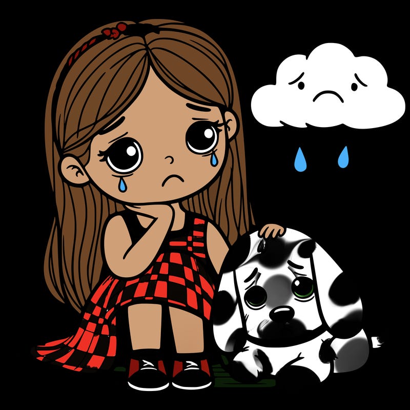 sad girl and sad dog