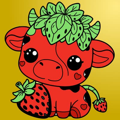 cute strawberry cow