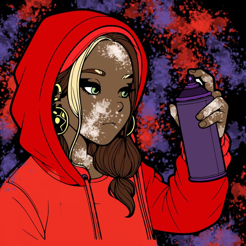 a realistic girl, spray painting