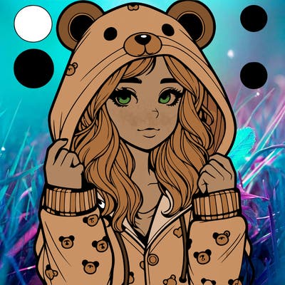 realistic girl in a animal pjs hoodie