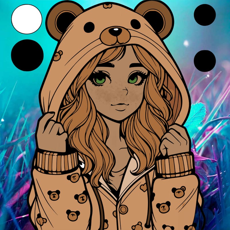 realistic girl in a animal pjs hoodie