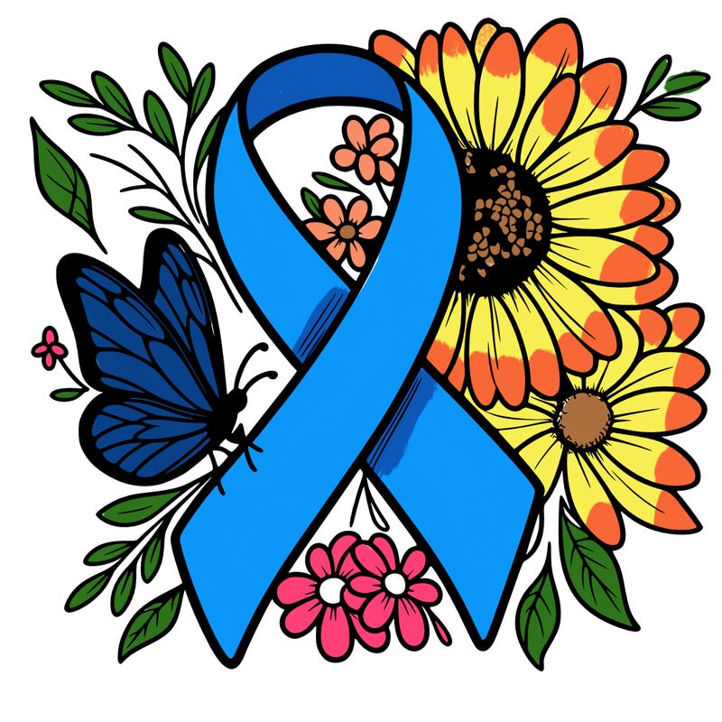 cancer awareness symbol with flowers and butterflies