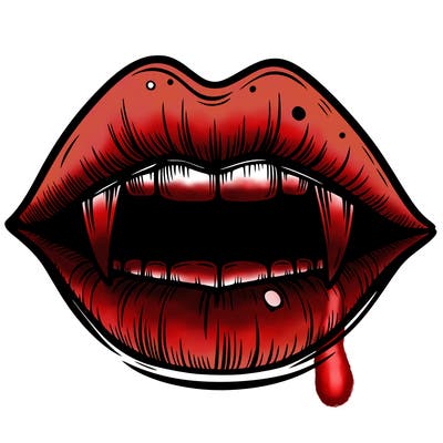 lips with vampire teeth