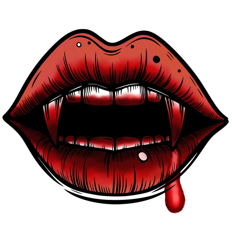 lips with vampire teeth