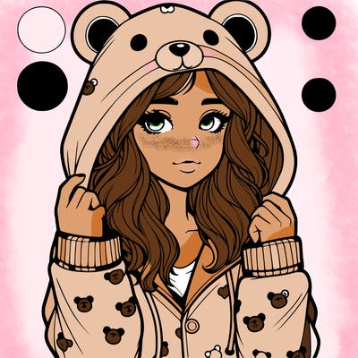 realistic girl in a animal pjs hoodie
