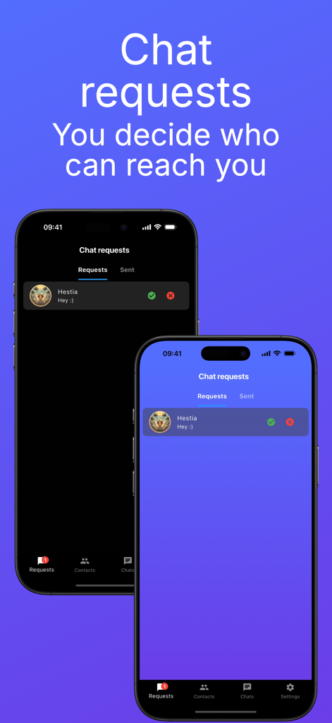 Royal Message - Royal Message App-Oberfläche zur Verwaltung von Chat-Anfragen und Benutzerdatenschutz