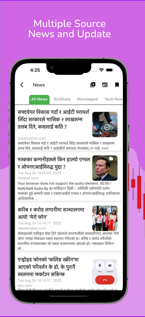 Share Alpha: Nepse App - Share Alpha app news section showing multiple source updates for the Nepal stock market