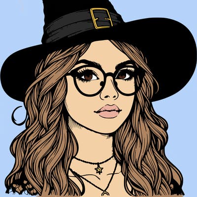 a witch with glasses realistic