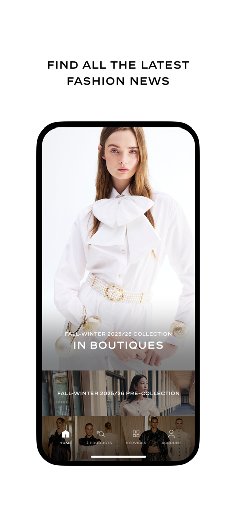 CHANEL FASHION - Startbildschirm der Chanel Mode-App mit der neuesten Herbst-Winter-Kollektion und Mode-News