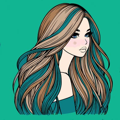 realistic girl with long realistic hair