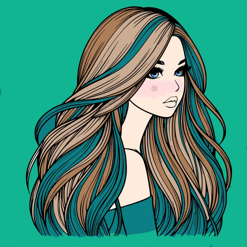 realistic girl with long realistic hair