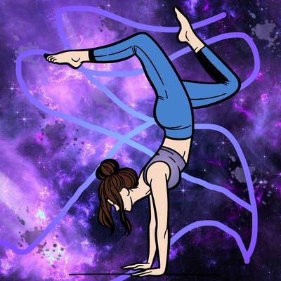 a woman doing a handstand