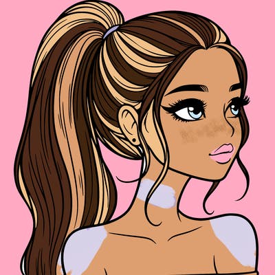 a beautiful and realistic girl with a high pony tail