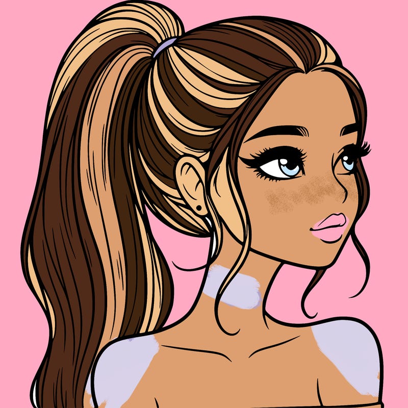 a beautiful and realistic girl with a high pony tail