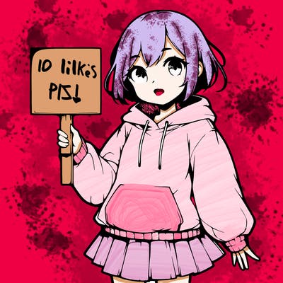 a teenage anime girl with a bubble top and hoodie on holding a blank sign, short hair, short skirt, grin