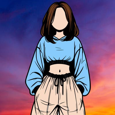 realistic girl faceless with baggy pants and a crop top