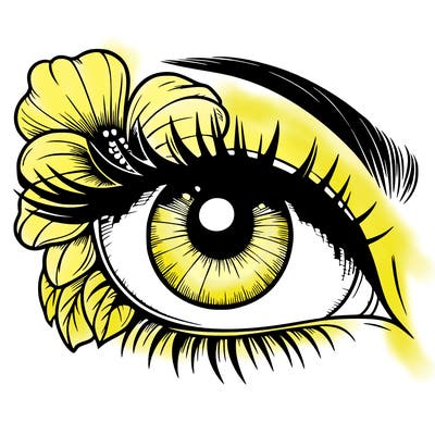 realistic eye with flower