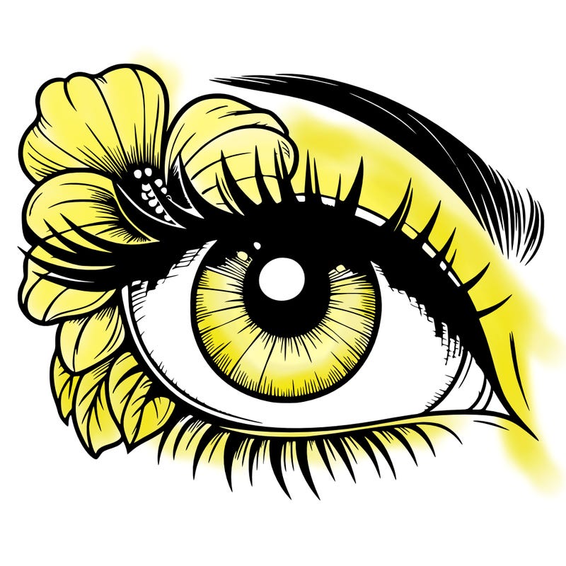 realistic eye with flower
