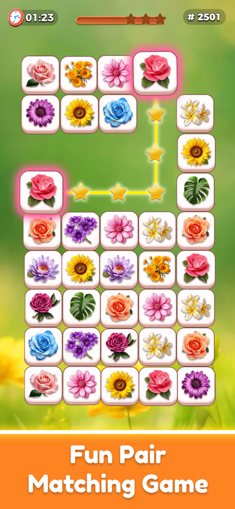 Zen Flower - Tile Match Game - Zen Flower tile matching game board with colorful floral tiles