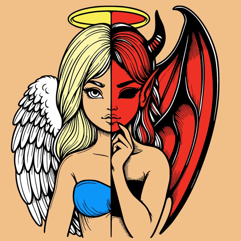 realistic angel half demon