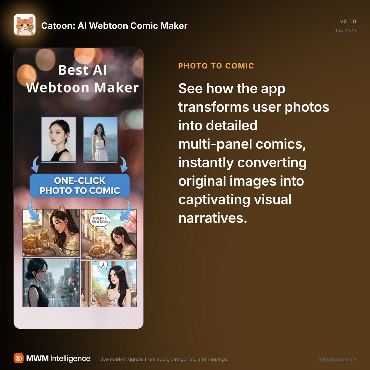 Catoon: AI Webtoon Comic Maker - Graphics & Design App | MWM