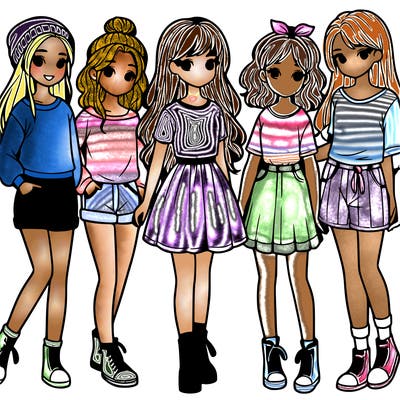 a group of five girls