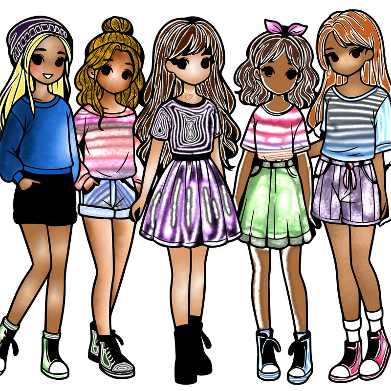 a group of five girls