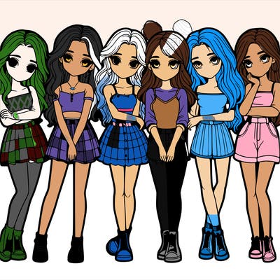 a group of girls realistic