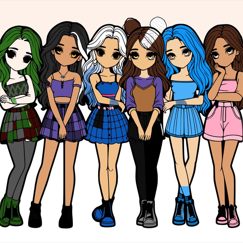 a group of girls realistic