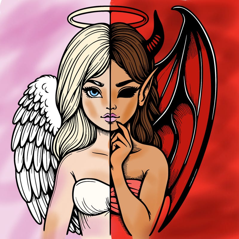 realistic angel half demon