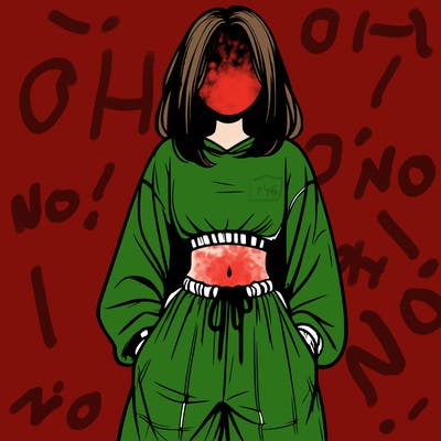 realistic girl faceless with baggy pants and a crop top