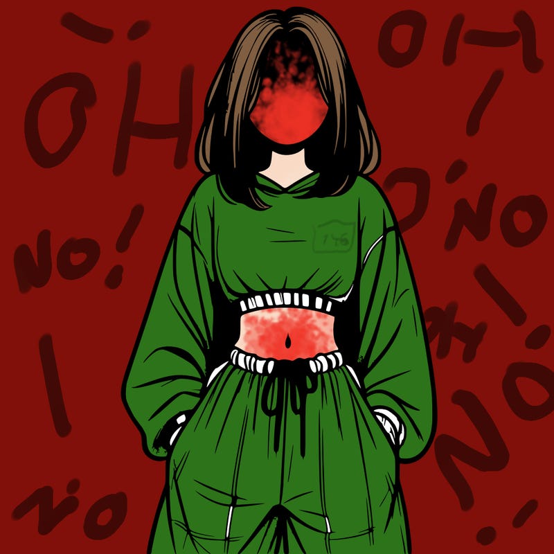 realistic girl faceless with baggy pants and a crop top