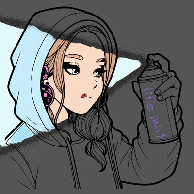 a realistic girl, spray painting