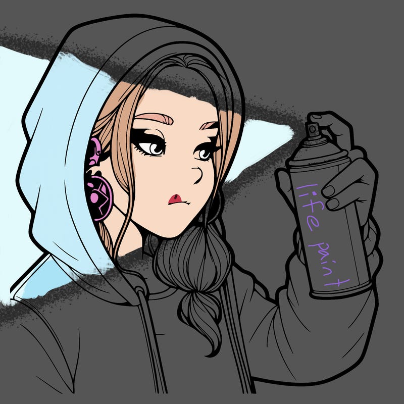 a realistic girl, spray painting