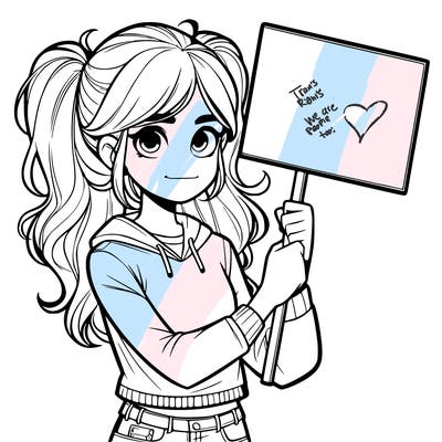 teenage girl holding blank sign