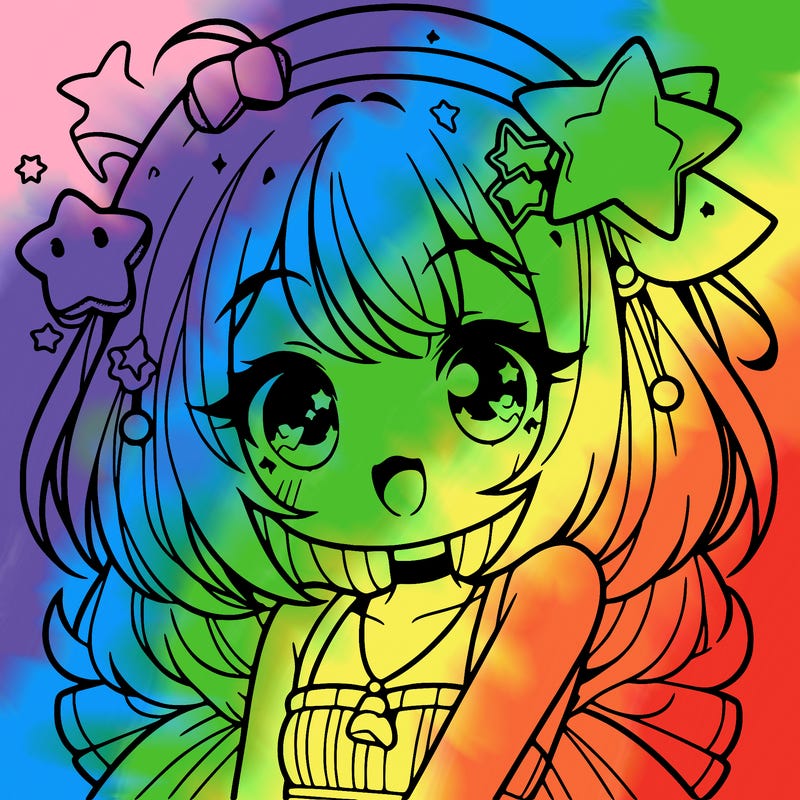 cute anime girl with star accessories