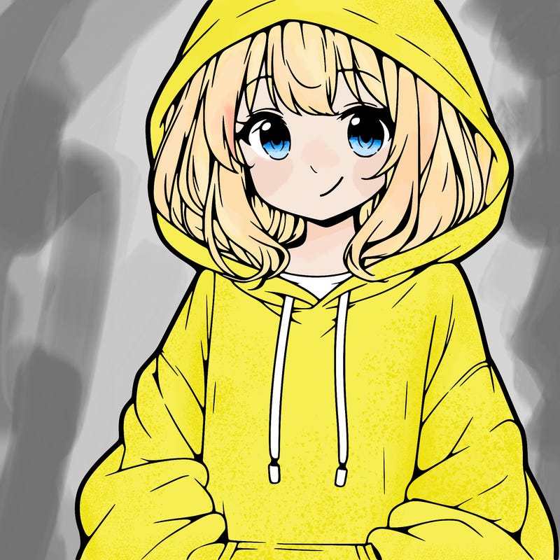 anime girl wearing an oversized hoodie