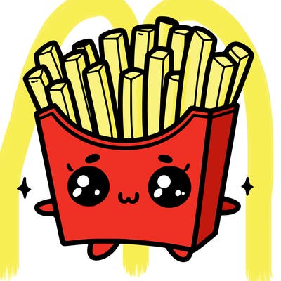 a cute. french fries